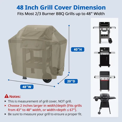 Vista 2 de SunPatio - Funda para parrilla de 48 pulgadas para exteriores, cubierta resistente para barbacoa con costura sellada impermeable