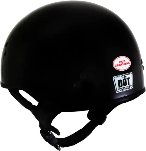 Vista 7 de Hot Leathers HLT68 Gloss Black The O.G. Advanced DOT Skull Cap Motorcycle Half Helmet Biker