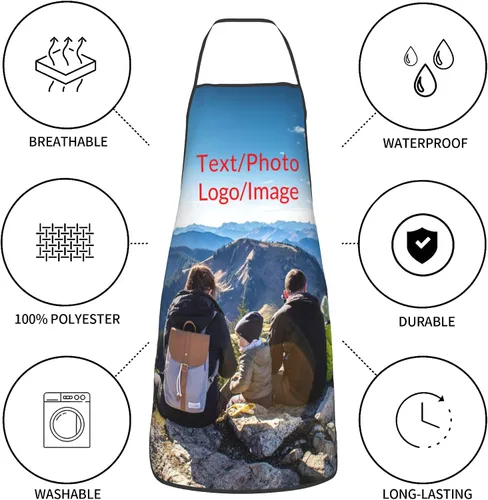 Vista 5 de Delantales personalizados con tu imagen, texto, foto, logotipo, diseña tus propios delantales para jardinería, cocina, cocina