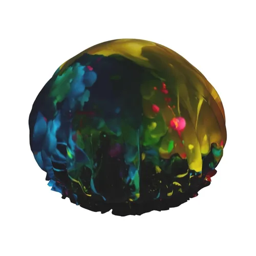 Vista 14 de Gorro de ducha con estampado de corazón abstracto, elástico y reutilizable, gorro de ducha grande impermeable, para mujeres, hombres y niños