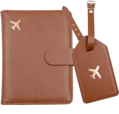 Vista 20 de Melsbrinna Rfid - Soporte para pasaporte para mujeres y hombres, juego de etiqueta de maleta de viaje, bonita cartera de pasaporte con ranuras