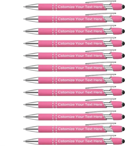 Vista 9 de Kingluu 24 unidades de bolígrafos personalizados con lápiz óptico, escritura suave, tinta negra, bolígrafos personalizados con su nombre, logotipo