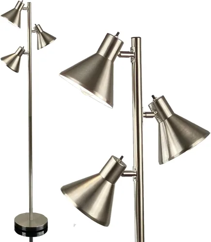 Vista 9 de LIGHTACCENTS Lámpara de pie de árbol negro con 3 luces ajustables, lámpara de pie moderna, pantallas negras ajustables, luz de poste para sala