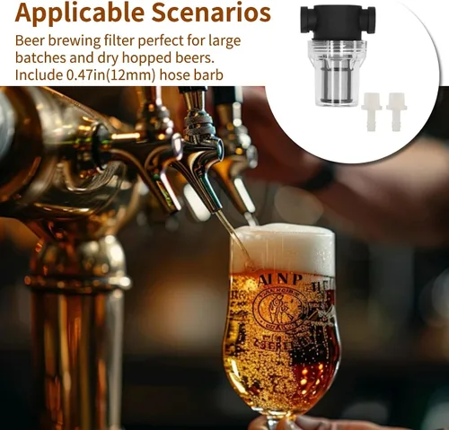 Vista 8 de Cyrank Inline Beer Filter, Beer Inline Filter Strainer Beer Brewing Filter Beer Mesh Filter for Home Brewing 150 80 Mesh Water and Beer Filtering