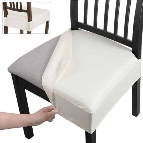 Vista 26 de SearchI Juego de 2 fundas de asiento elásticas para sillas de comedor, suaves, extraíbles y lavables, para sillas de comedor, protector de asiento
