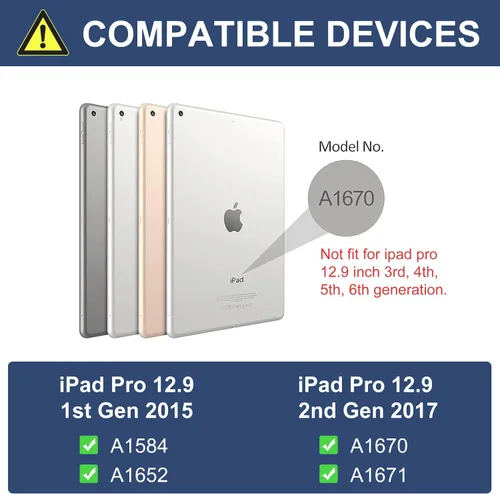 Vista 2 de Funda con teclado para iPad Pro de 12.9 pulgadas (modelo antiguo) 2015 1ª/2017 2ª generación - Teclado Bluetooth inalámbrico recargable, desmontable