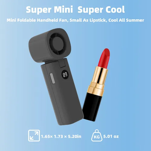 Vista 3 de Ventilador de mano personal, ventilador turbo portátil 3 en 1 de alta velocidad con viento de 5 engranajes, USB mini personal con batería recargable