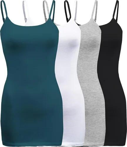 Vista 15 de ShezPretty - Camiseta sin mangas básica para mujer con tirantes tipo espagueti ajustables, 4