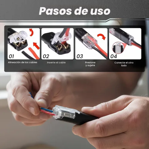 Vista 2 de Conector de doble cable con hebilla de bloqueo, conectores rápidos de alambre de bloqueo ignífugo, adecuado para reparaciones de emergencia, 20