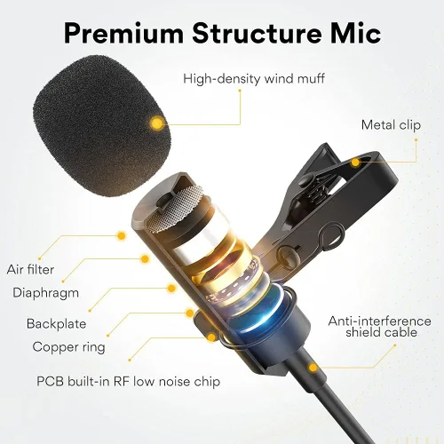 Vista 3 de MAONO Micrófono USB Lavalier, 192KHZ/24BIT Enchufa y usa Omnidireccional Micrófono de solapa Clip de collar de camisa para PC, computadora, Mac