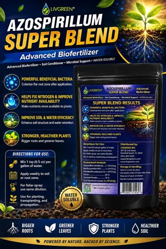 Vista 9 de Azospirillum Super Blend, totalmente natural, bio fertilizante, aumenta el crecimiento de las plantas y la masa de raíces, perfecta para nuevas