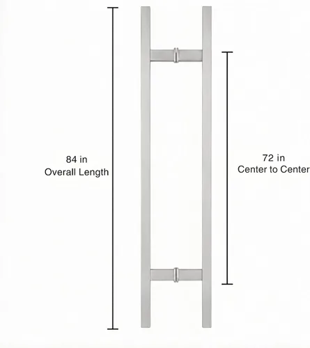 Vista 2 de Square H-Type Door Pull 84" Satin (85mm Bolt)