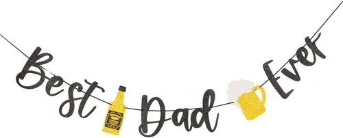 Vista 15 de Pancarta dorada con texto en inglés «Happy Father's Day» para el Día del Padre, decoración de fiesta del padre, guirnalda de fondo para el día