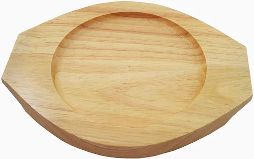 Vista 4 de SUNRISE Sartén de hierro fundido de 6,5 "con juego de salvamanteles de madera de goma beige