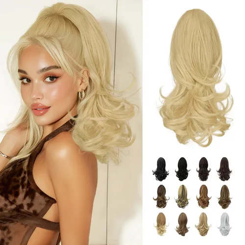 Vista 56 de SOFEIYAN Extensión de Cola de Caballo de 13" Larga y Rizada con Clip en Garra, Extensión de Cabello Sintético de Aspecto Natural para Mujeres