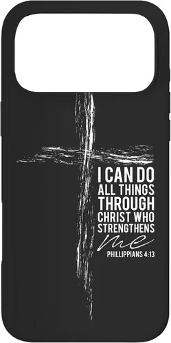 Vista 26 de iPhone 12 mini versículo religioso cruz teléfono casos hombres papá Filipenses 4:13 caso