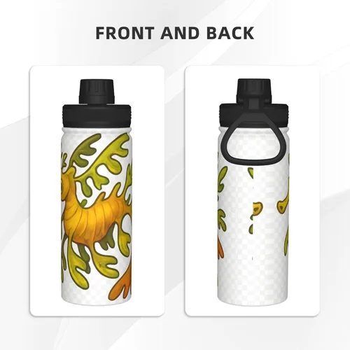 Vista 3 de Leafy Seadragon - Hervidor de agua aislado de acero inoxidable Botella de agua divertida con estampado Ideal para deportes y viajes Seadragón