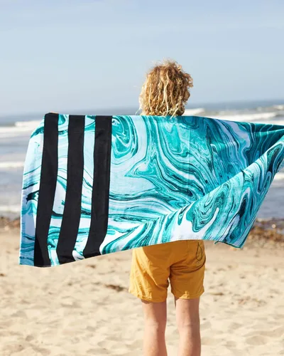 Vista 5 de LEUS Toalla de playa ecológica – 100% algodón certificado de origen sostenible, suave, súper absorbente, secado rápido, para playa, piscina Resina
