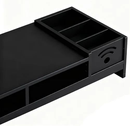 Vista 7 de Elevador de monitor – Elevador de monitor de madera de 2 niveles, organizador de escritorio para laptop 4.3 pulgadas de altura R, para el hogar