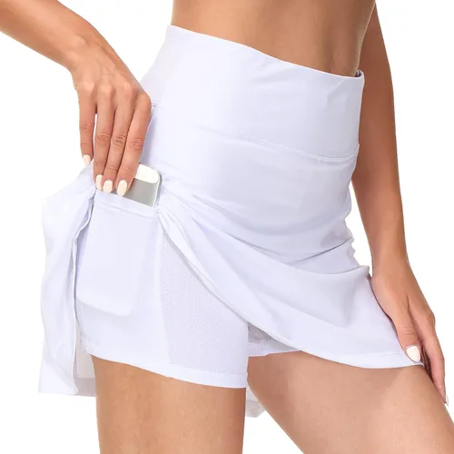 Vista 4 de Zingther Falda pantalón de tenis para mujer, también para pickleball, bádminton, correr y golf, faldas plisadas para niñas con pantalones cortos