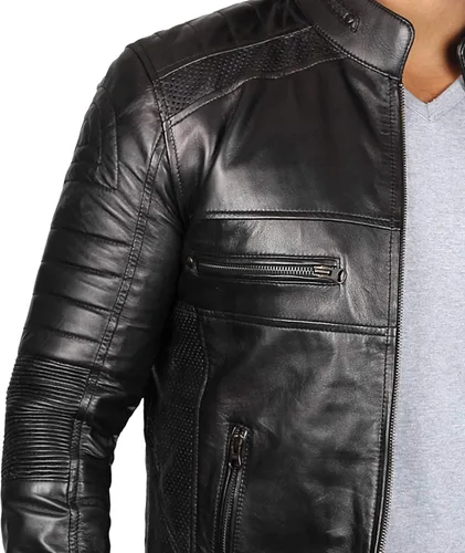 Vista 5 de fjackets Brown Leather Jacket Hombres - Real Lambskin Hombre Cuero Chaqueta