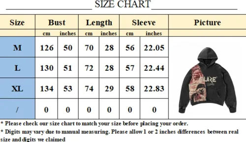 Vista 5 de Y2K - Sudadera con capucha de mezclilla estilo grunge, ropa de calle, casual, de gran tamaño, estampado de calavera, unisex
