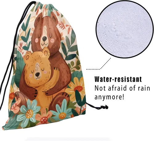 Vista 116 de Bolsa de agarre de gimnasia de piel de animal, bolsa de gimnasia con cordón ajustable, bolsa de cuerda para fauna silvestre, Mariposas Galaxy