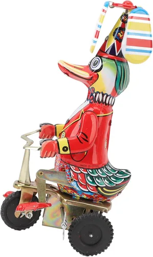 Vista 7 de Tbest Juguete de hojalata mecánica, juguete de pato en lata, hecho a mano, delicado reloj retro, juguete de cuerda para adultos, colecciones