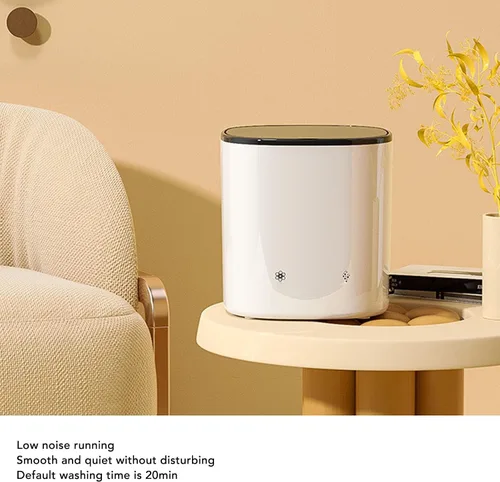 Vista 5 de Lavadora pequeña de 2000 mAh recargable portátil con cesta de drenaje para calcetines de ropa interior, mini máquina de lavandería compacta