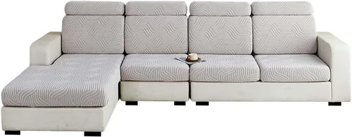 Vista 10 de MBROS Fundas de cojín para sofá modular en forma de L, funda de cojín elástica para silla, sofá biplaza, protector de muebles, tela jacquard