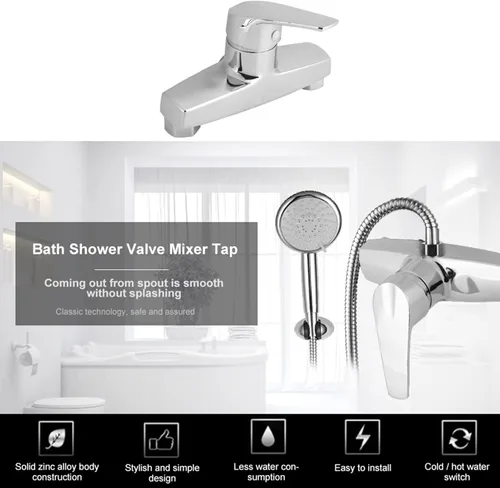 Vista 3 de KIMISS Grifo mezclador de ducha RV - Grifo termostático externo de aleación de zinc para bañera de baño - Válvula de ducha de baño de una sola