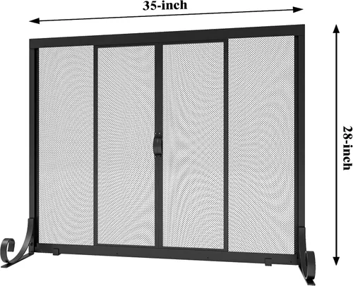 Vista 4 de Fire Beauty Pantalla para chimenea, malla de hierro forjado, protector de chispas seguro para bebés con 2 puertas grandes pantallas planas