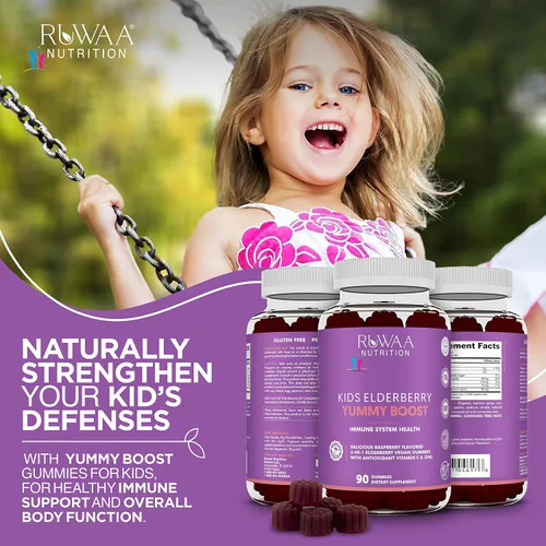 Vista 3 de RUWAA NUTRITION Vitaminas, gomitas de saúco, suplementos de zinc y vitamina C: vitaminas de apoyo inmunológico, hueso, cerebro, pulmón, piel