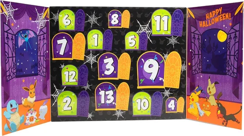 Vista 4 de Calendario de adviento de Halloween Pokemon 2021 para niños, 13 piezas, incluye 10 figuras de personajes de juguete y 3 accesorios, para mayores