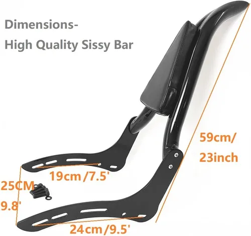 Vista 6 de Almohadilla de barra Sissy negra de 23 pulgadas para Honda 500 Accesorios Rebel 500 Rebel 300 CMX 300 CMX 500 respaldo de pasajeros motocicleta 2017