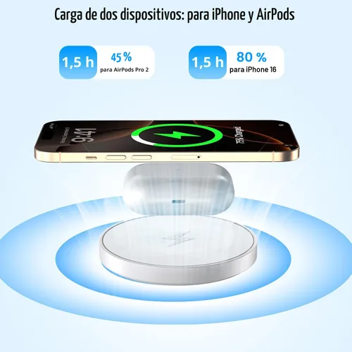 Vista 3 de Cargador inalámbrico magnético para iPhone, carga rápida de 3 pies Apple Mag, almohadilla de carga inalámbrica para iPhone Air/17 Pro Max/16 Pro/16