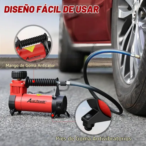 Vista 5 de AVID POWER Inflador de neumáticos de 12 V CC, compresor de aire portátil, bomba de aire compacta con motor de cobre, bomba de neumáticos de 12 V