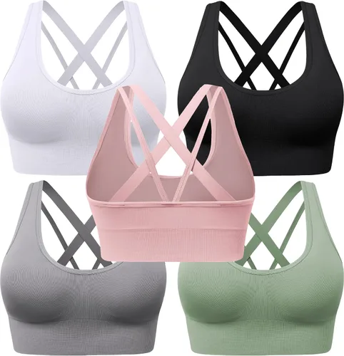 Vista 11 de Sujetadores deportivos con espalda cruzada para mujer, con tirantes