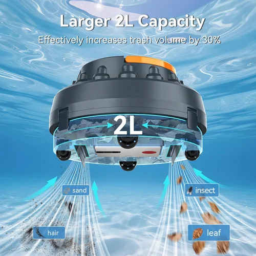 Vista 4 de Robot limpiador de piscina inalámbrico X2, aspiradora robótica para piscina sobre el suelo, motor dual de 45 W, estacionamiento automático, mejorado