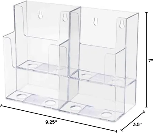 Vista 4 de Marketing Holders Soporte para folletos para tarjetas de estante de 4 pulgadas para colgar múltiples ranuras, todo en uno, pantalla transparente