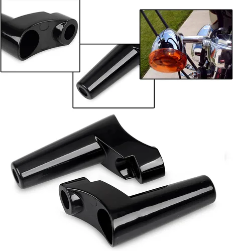 Vista 2 de Kit de reubicación de soportes de señal de giro delantero negro para Harley Sportster XL 883 1200 1988 y posteriores, Dyna 1991-2005