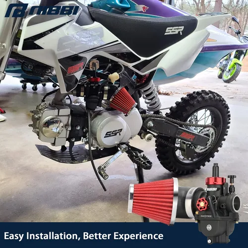 Vista 6 de NIBBI Carburador PE24 con kit de filtros de aire de 48mm, mejora el rendimiento de motocicletas de cross, compatible con 125cc-150cc para Apollo
