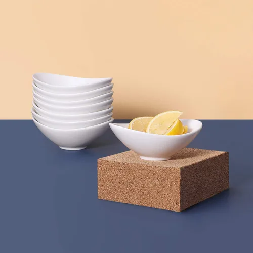 Vista 6 de Lifver conjunto de recipientes de porcelana para sopa/ensalada, en blanco natural, Set de 8
