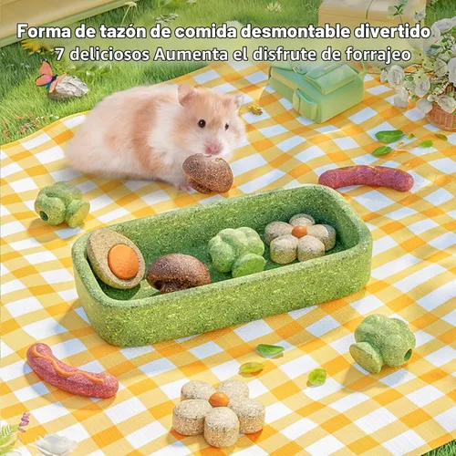 Vista 5 de mini&moe Juguetes masticables de hámster para dientes – Cuinea Pig, masticables y golosinas naturales para enriquecimiento de hámsters, mejoran