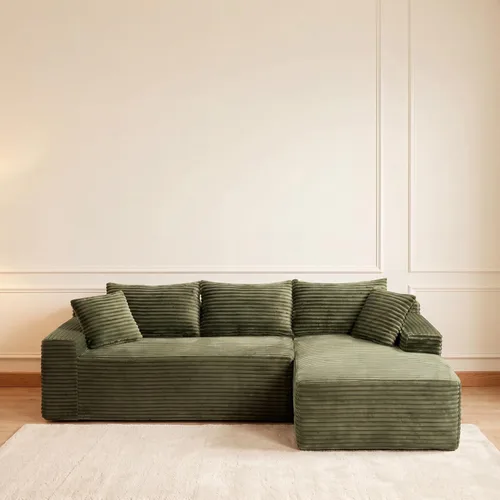 Vista 10 de Sofá comprimido de esquina izquierda en forma de L de 105 pulgadas, modular sin hueso, sofá de espuma de piso con diván, sofá de pana en esquina sin