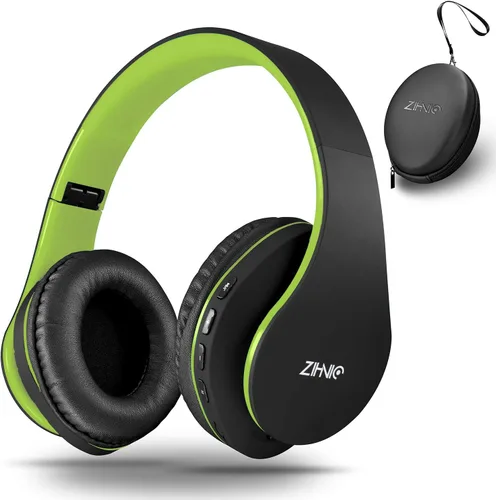Vista 12 de ZIHNIC Auriculares Bluetooth sobre la oreja, auriculares estéreo inalámbricos y con cable plegables micro SD/TF, FM para teléfono celular, PC