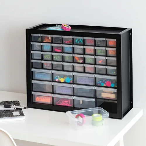 Vista 6 de IRIS Organizadores y almacenamiento de plástico USA Craft, carrito de almacenamiento rodante para suministros de aula y gabinete de almacenamiento