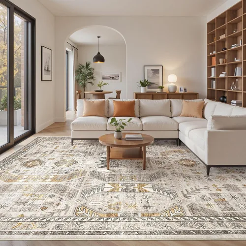 Vista 46 de befbee - Alfombra para sala de estar, lavable y resistente a manchas, con base antideslizante, ideal para dormitorio y cocina, decoración clásica