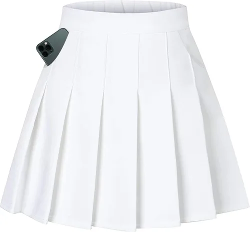 Vista 2 de BINPAW Falda plisada para niñas y mujeres, uniforme escolar, minifaldas de tenis