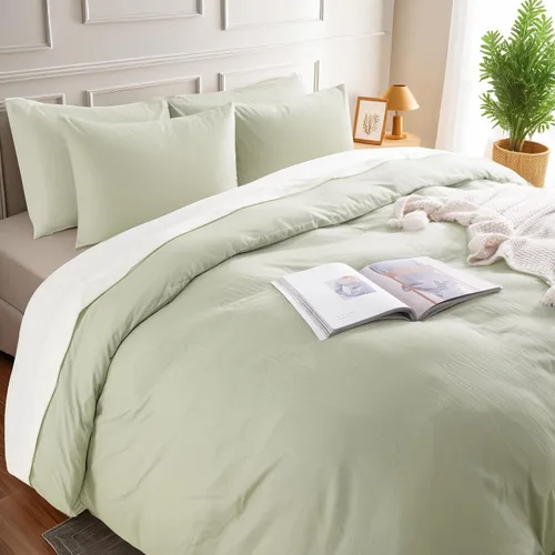 Vista 357 de NEXHOME PRO Funda de edredón Twin XL 100% algodón lavado, transpirable, duradera, texturizada, similar al lino, juego de ropa de cama para el hogar